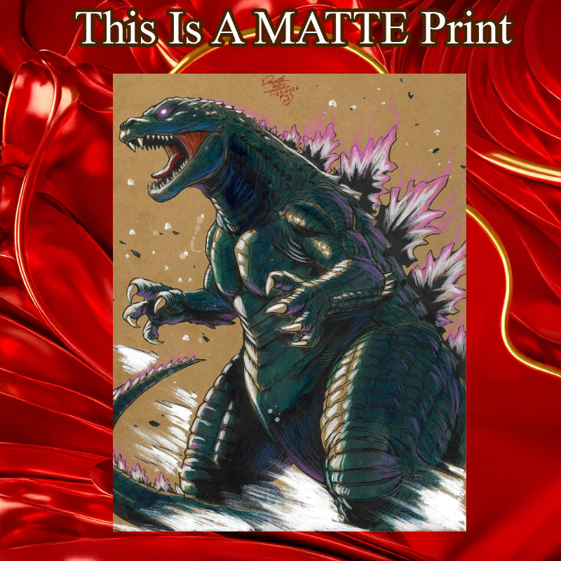 Godzilla Art Illustration Hard Signed 8.5x11in Fine Art PRINT