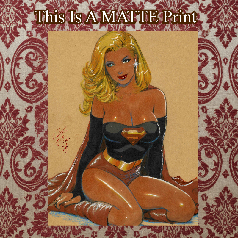 Supergirl Art Illustration Hard Signed 8.5x11in Fine Art PRINT
