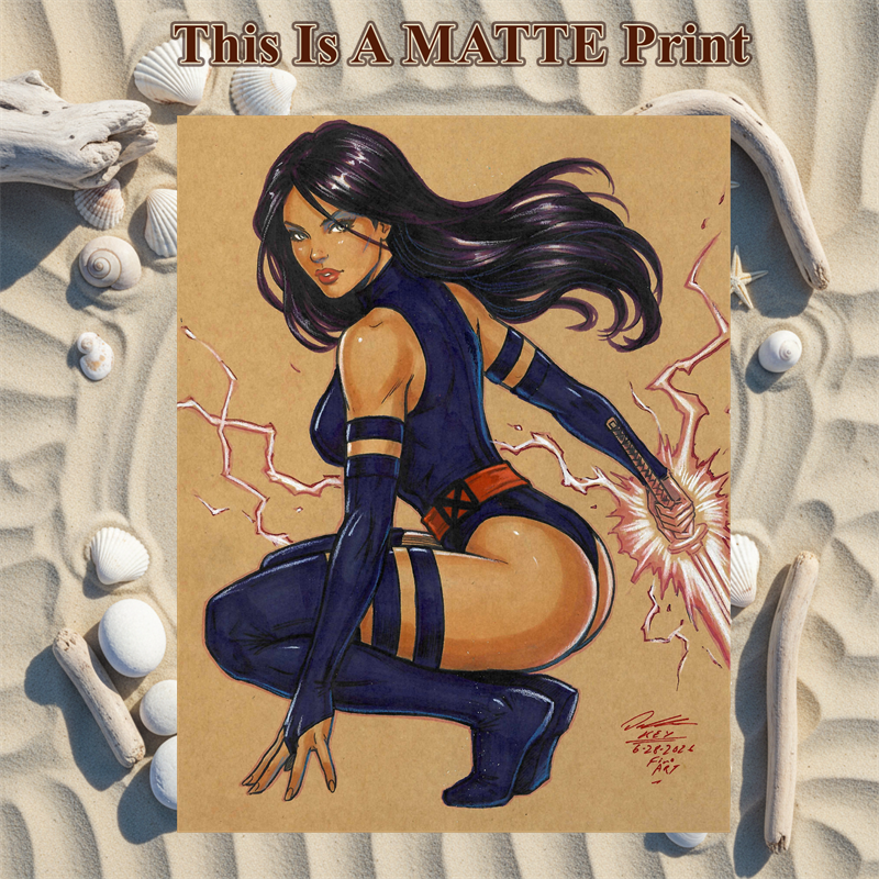 Psylocke Art Illustration Hard Signed 8.5x11in Fine Art PRINT