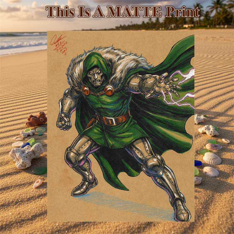 Dr Doom Art Illustration Hard Signed 8.5x11in Fine Art PRINT