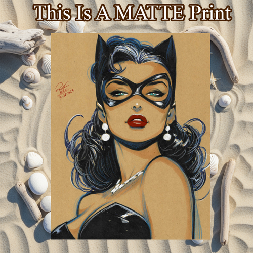 Catwoman Art Illustration Hard Signed 8.5x11in Fine Art PRINT