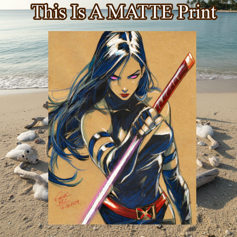 Psylocke Art Illustration Hard Signed 8.5x11in Fine Art PRINT