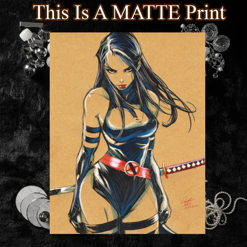 Psylocke Art Illustration Hard Signed 8.5x11in Fine Art PRINT