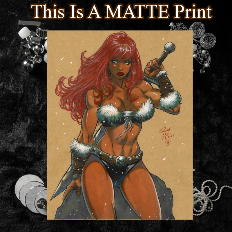 Red Sonja Art Illustration Hard Signed 8.5x11in Fine Art PRINT