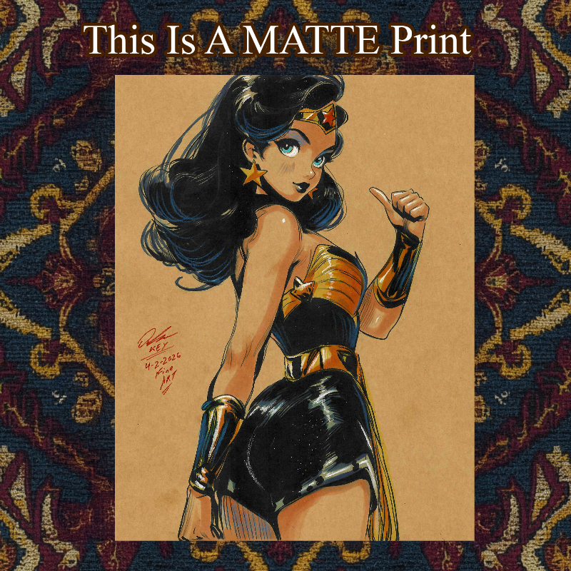Wonder Woman Art Illustration Hard Signed 8.5x11in Fine Art PRINT
