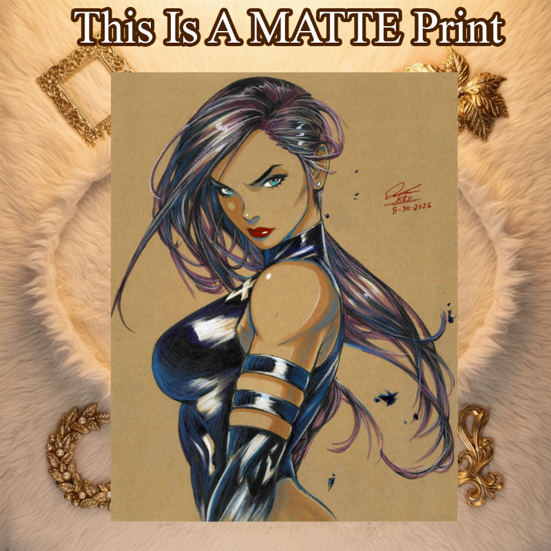 Psylocke Art Illustration Hard Signed 8.5x11in Fine Art PRINT