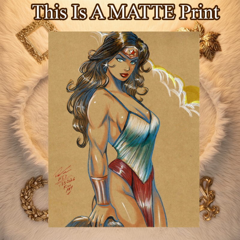 Wonder Woman Art Illustration Hard Signed 8.5x11in Fine Art PRINT