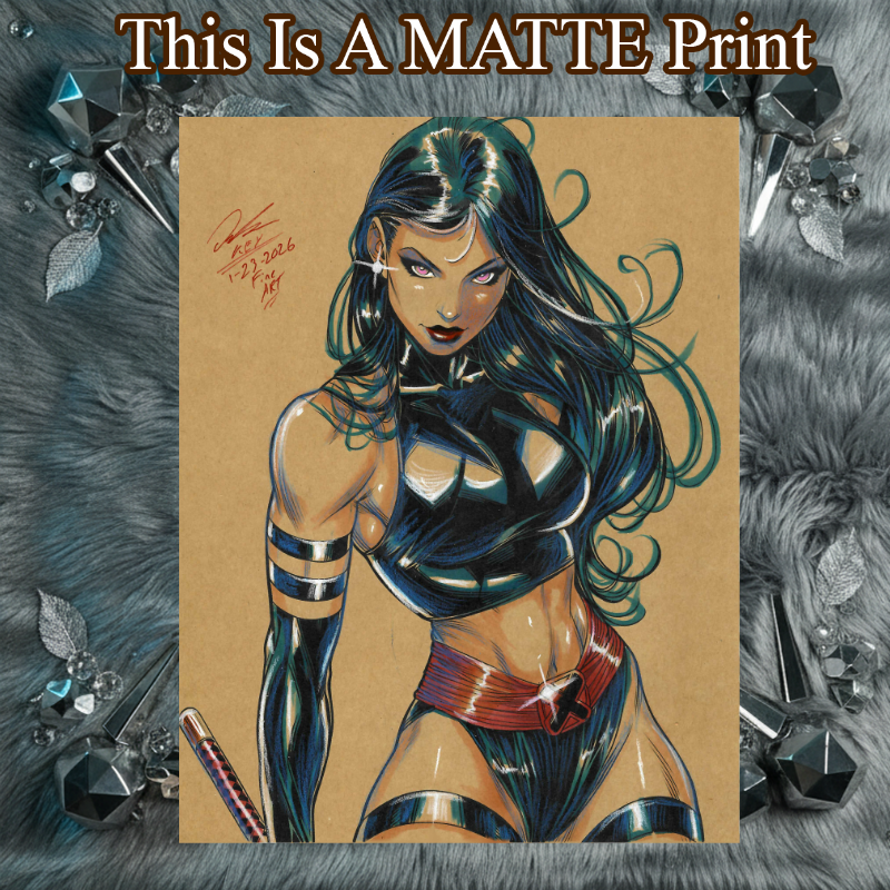 Psylocke Art Illustration Hard Signed 8.5x11in Fine Art PRINT