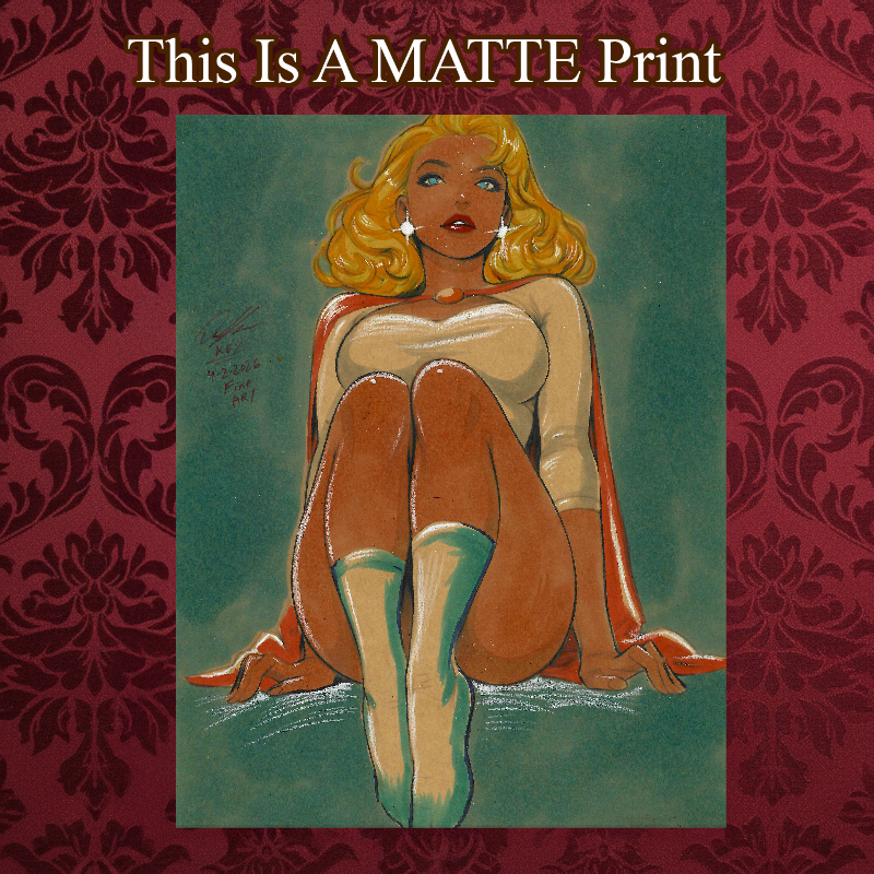 Power Girl Art Illustration Hard Signed 8.5x11in Fine Art PRINT