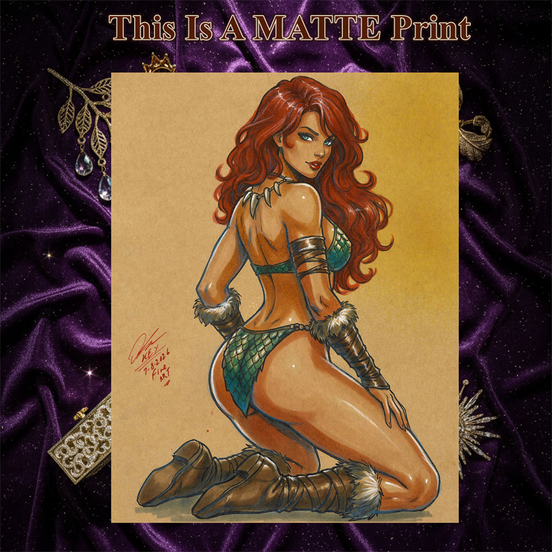 Red Sonja Art Illustration Hard Signed 8.5x11in Fine Art PRINT