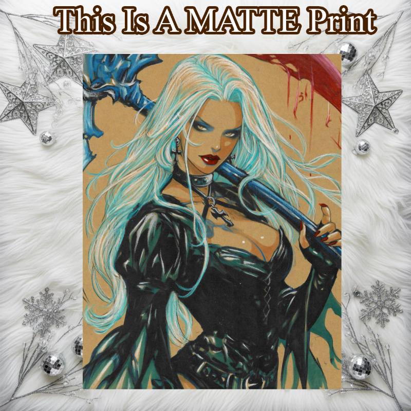 Lady Death Art Illustration Hard Signed 8.5x11in Fine Art PRINT