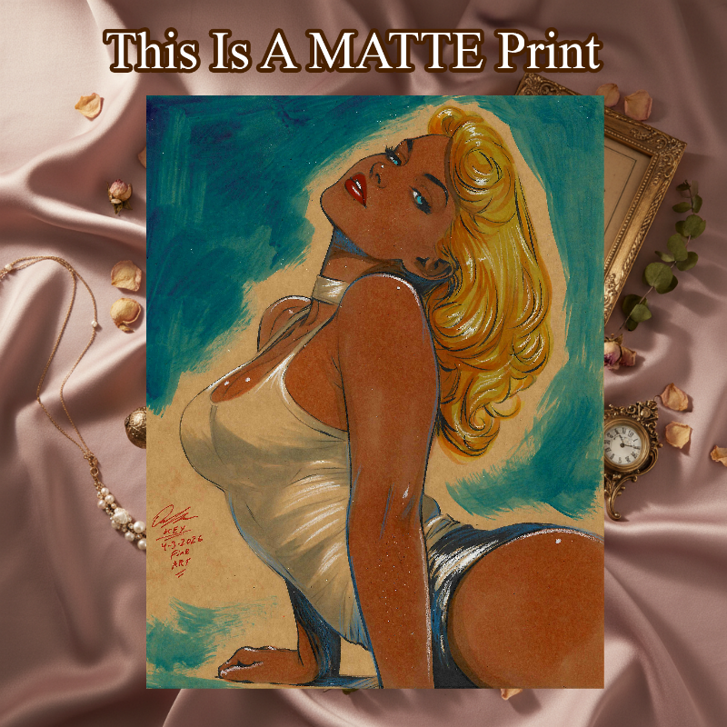 Power Girl Art Illustration Hard Signed 8.5x11in Fine Art PRINT
