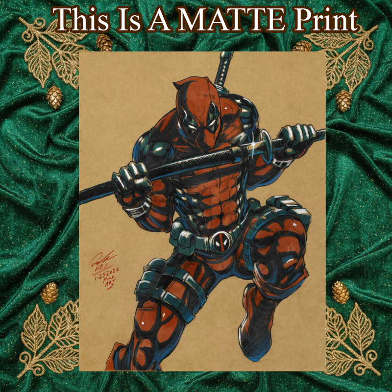 Deadpool Art Illustration Hard Signed 8.5x11in Fine Art PRINT