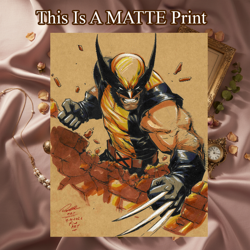 Wolverine Art Illustration Hard Signed 8.5x11in Fine Art PRINT
