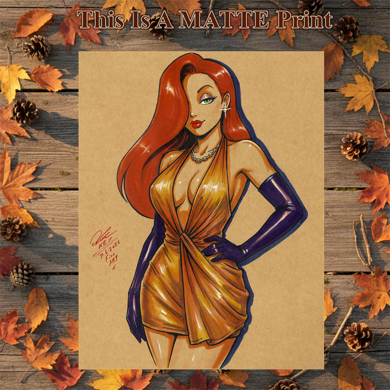Jessica Rabbit Art Illustration Hard Signed 8.5x11in Fine Art PRINT