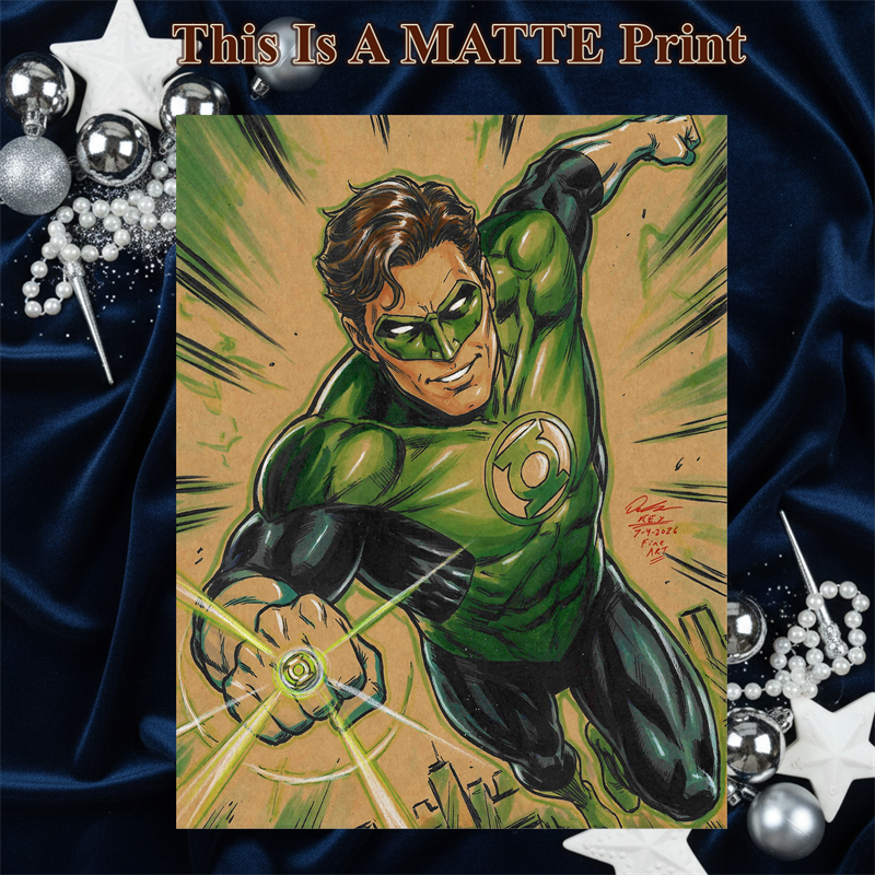 Greenn Arrow Art Illustration Hard Signed 8.5x11in Fine Art PRINT