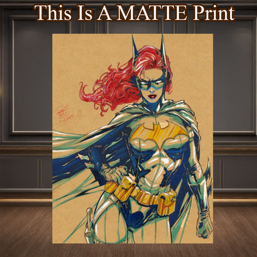 Batgirl Art Illustration Hard Signed 8.5x11in Fine Art PRINT