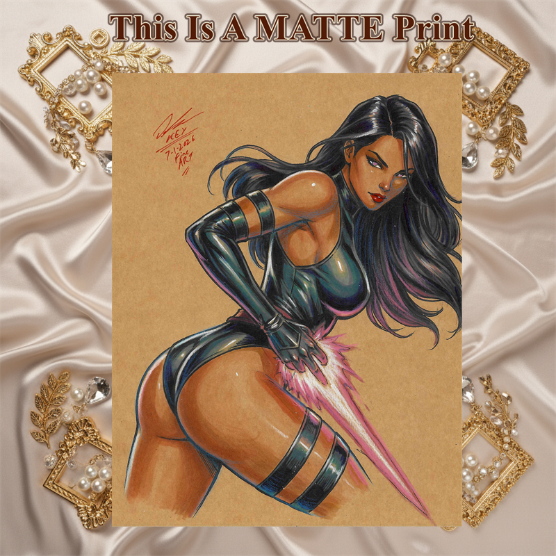 Psylocke Art Illustration Hard Signed 8.5x11in Fine Art PRINT