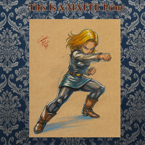 Android18 Art Illustration Hard Signed 8.5x11in Fine Art PRINT