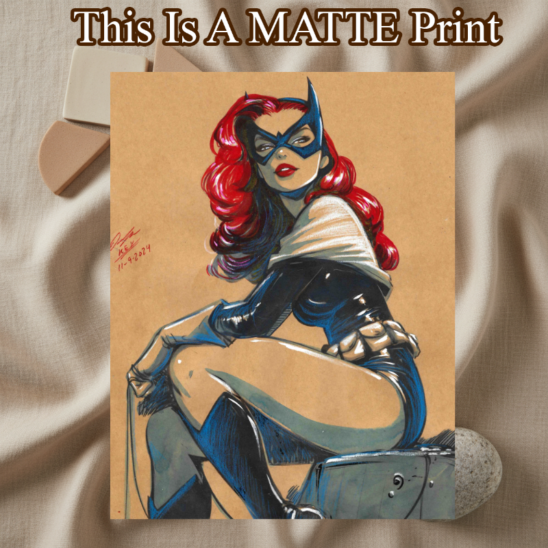 Batgirl Art Illustration Hard Signed 8.5x11in Fine Art PRINT