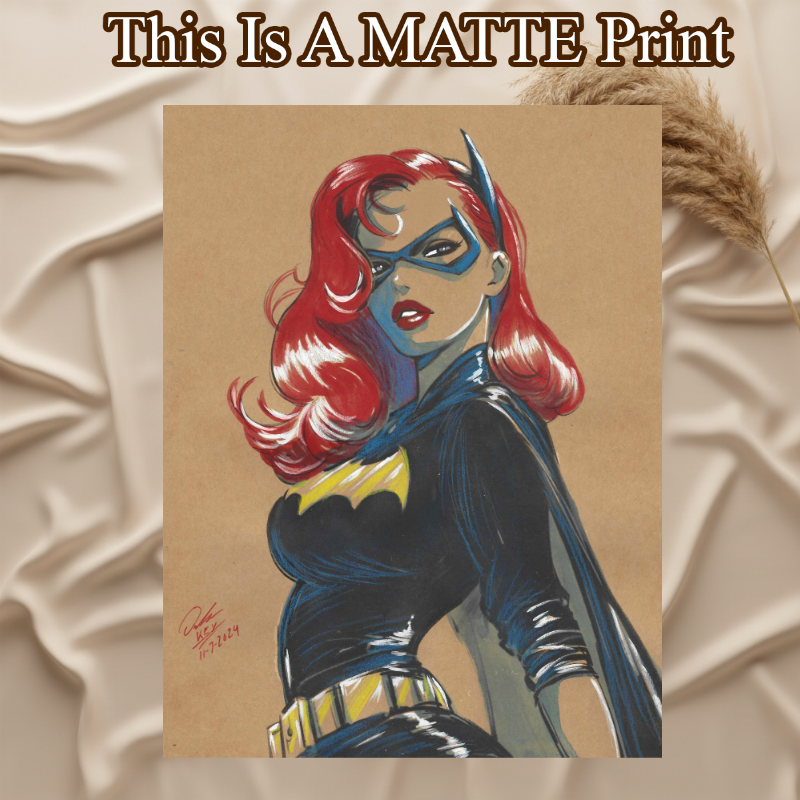 Batgirl Art Illustration Hard Signed 8.5x11in Fine Art PRINT