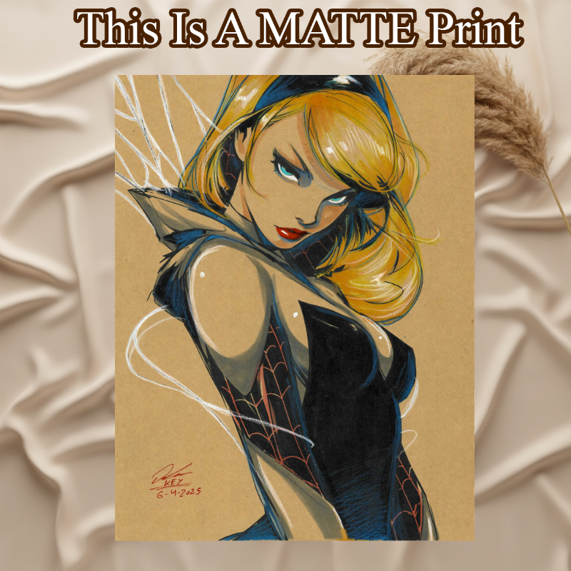 Gwen Stacy Art Illustration Hard Signed 8.5x11in Fine Art PRINT