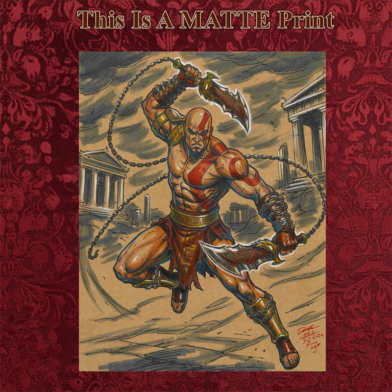 Kratos Art Illustration Hard Signed 8.5x11in Fine Art PRINT