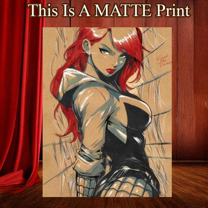 Mary Jane Art Illustration Hard Signed 8.5x11in Fine Art PRINT