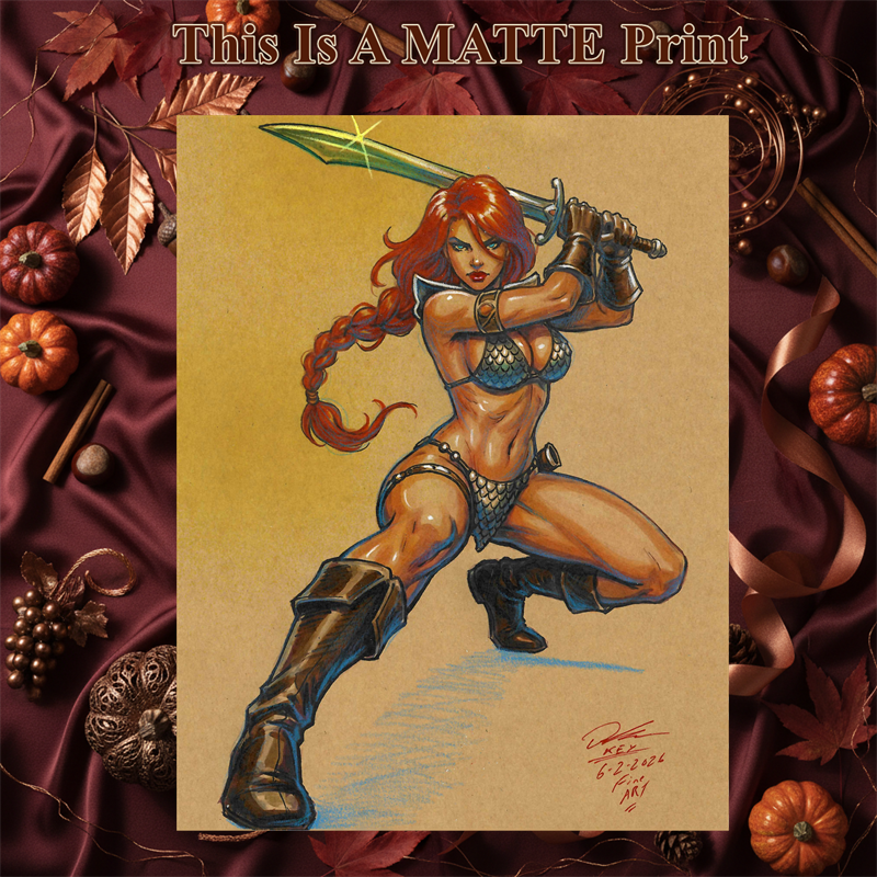 Red Sonja Art Illustration Hard Signed 8.5x11in Fine Art PRINT