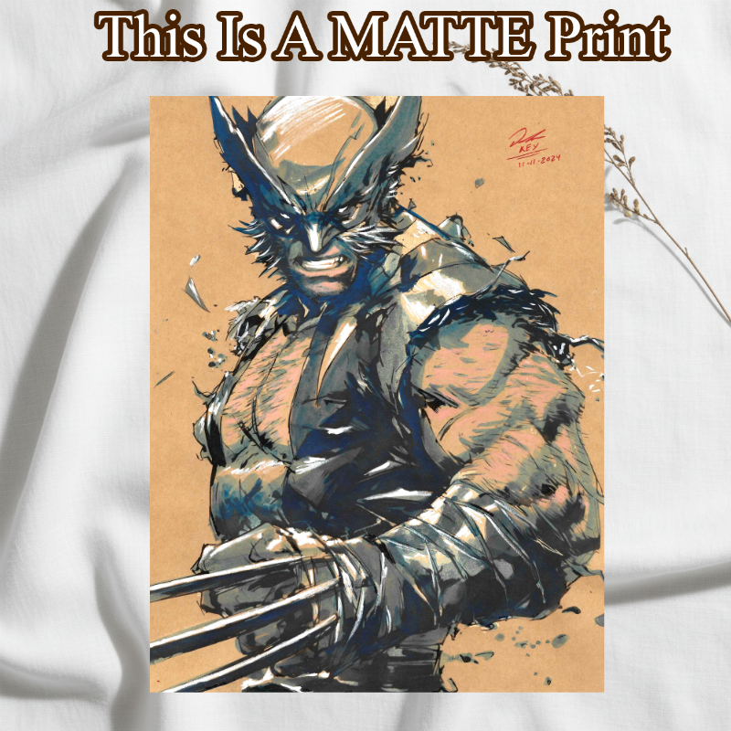 Wolverine Art Illustration Hard Signed 8.5x11in Fine Art PRINT