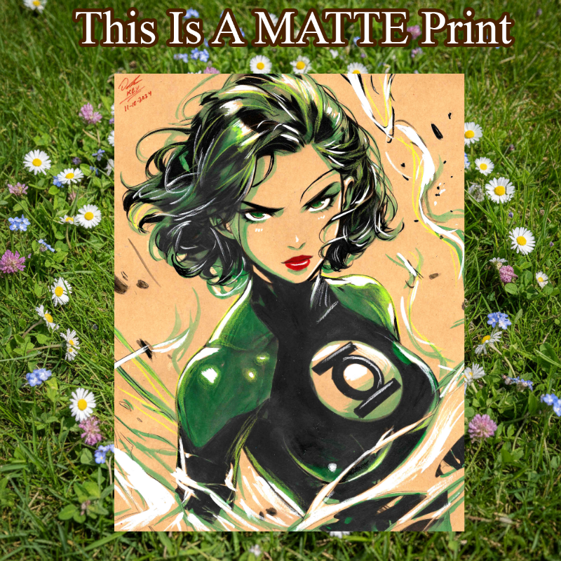 Jade Green Lantern Art Illustration Hard Signed 8.5x11in Fine Art PRINT