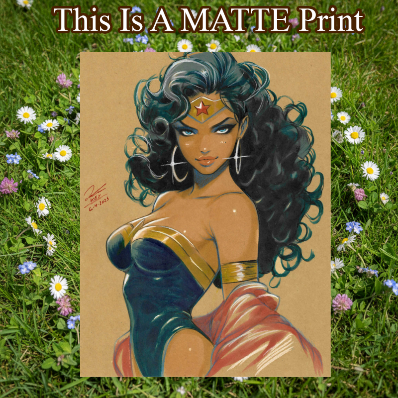 Wonder Woman Art Illustration Hard Signed 8.5x11in Fine Art PRINT