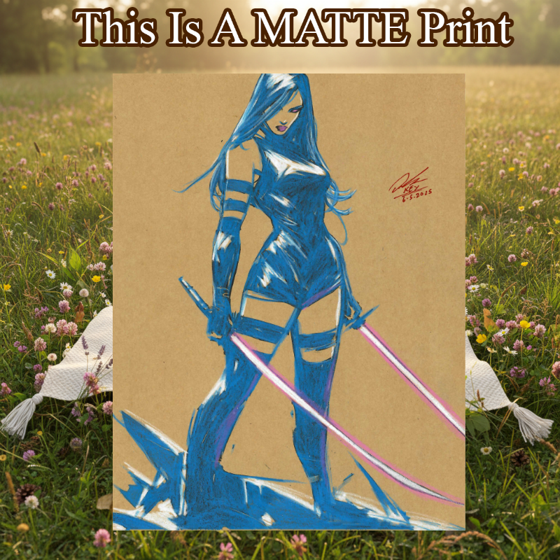 Psylocke Art Illustration Hard Signed 8.5x11in Fine Art PRINT