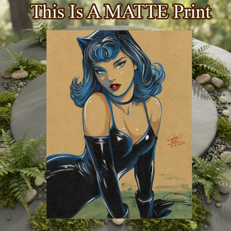 Catwoman Art Illustration Hard Signed 8.5x11in Fine Art PRINT