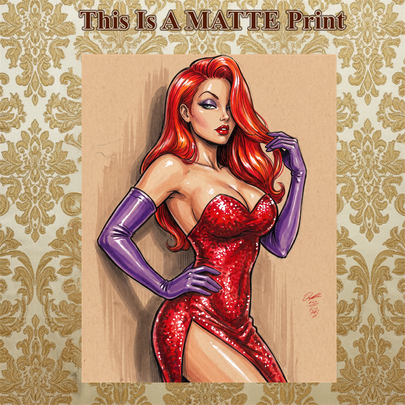 Jessica Rabbit Art Illustration Hard Signed 8.5x11in Fine Art PRINT