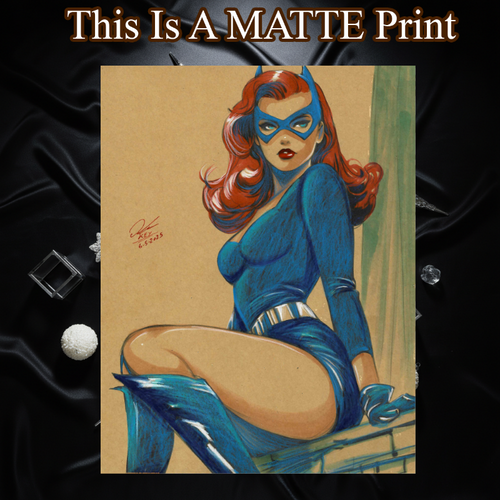 Batgirl Art Illustration Hard Signed 8.5x11in Fine Art PRINT