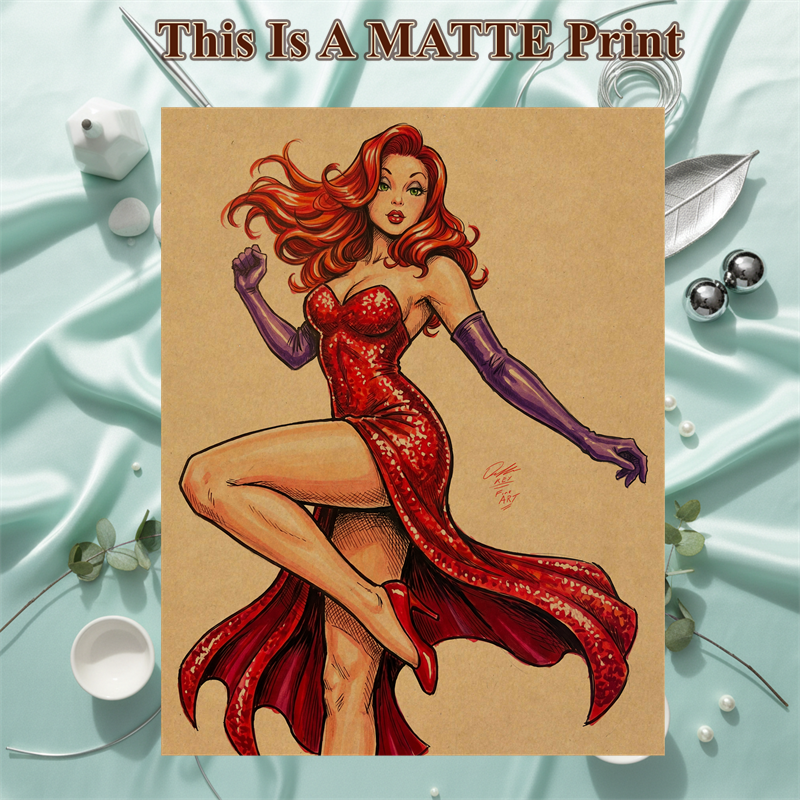 Jessica Rabbit Art Illustration Hard Signed 8.5x11in Fine Art PRINT