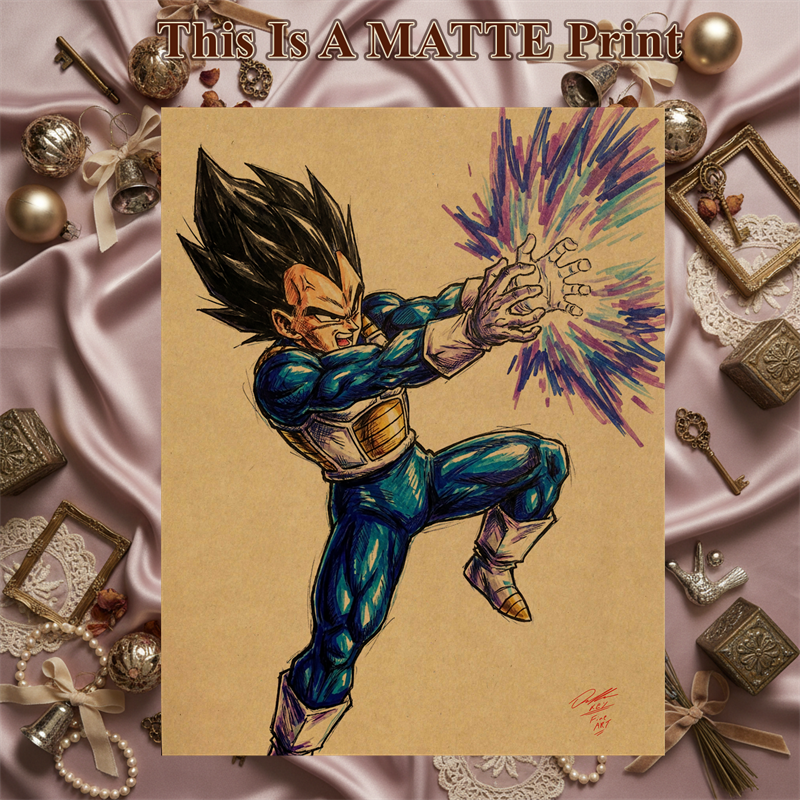 Vegita Art Illustration Hard Signed 8.5x11in Fine Art PRINT