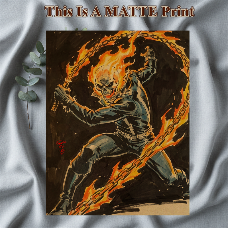 Ghost Rider Art Illustration Hard Signed 8.5x11in Fine Art PRINT