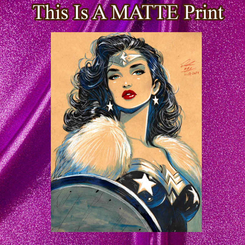 Wonder Woman Art Illustration Hard Signed 8.5x11in Fine Art PRINT