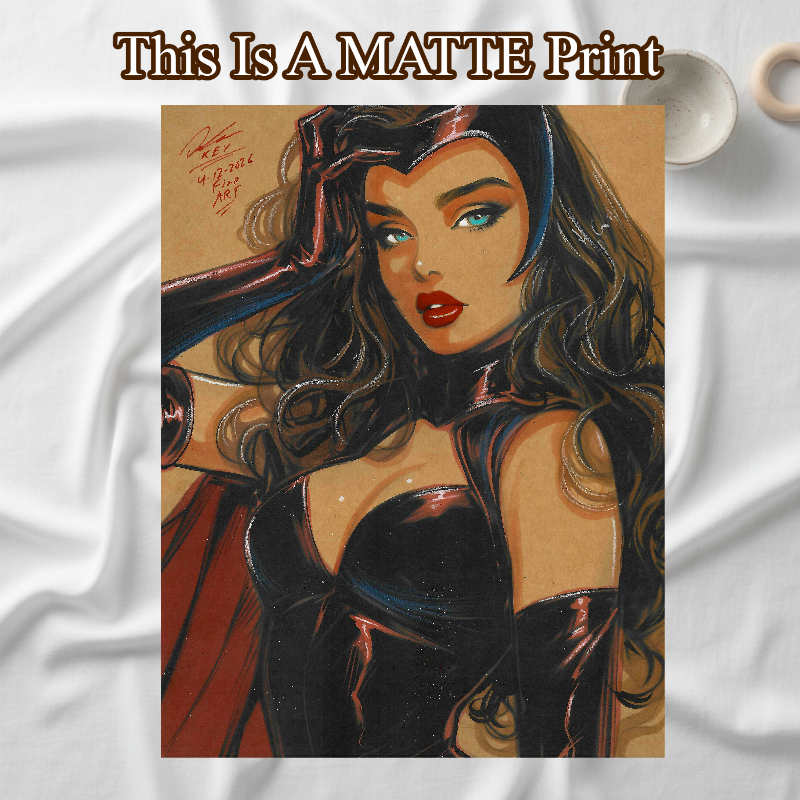 Scarlet Witch Art Illustration Hard Signed 8.5x11in Fine Art PRINT