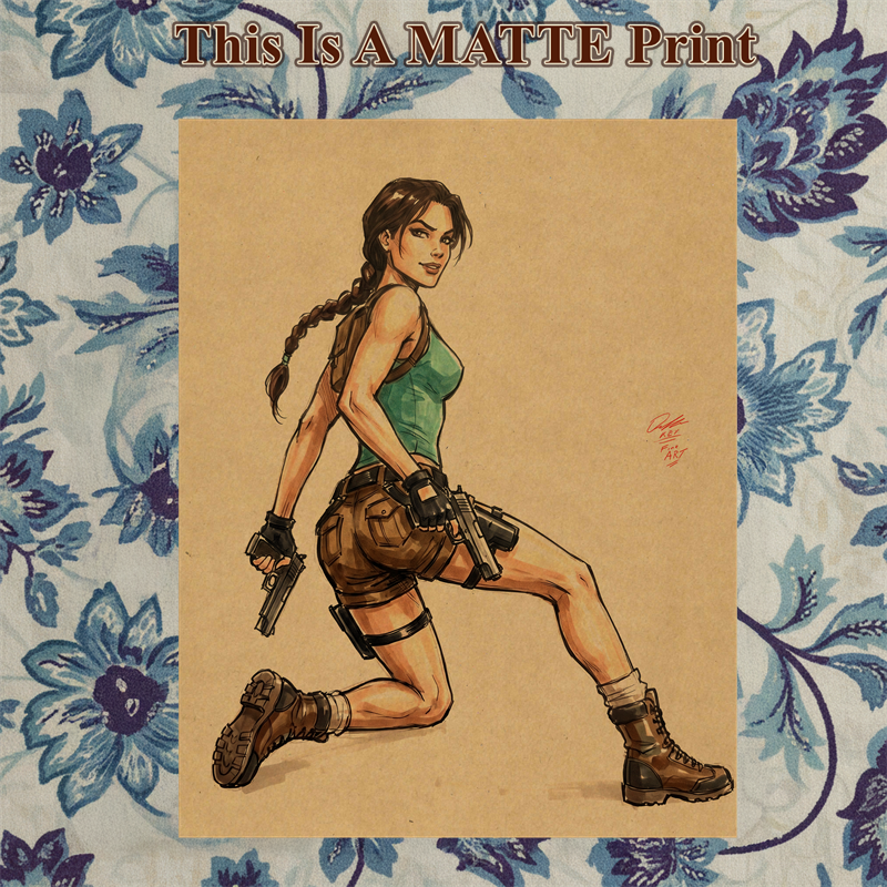 Lara Croft Art Illustration Hard Signed 8.5x11in Fine Art PRINT