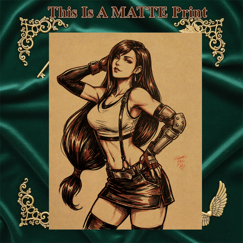 Tifa Lockhart Art Illustration Hard Signed 8.5x11in Fine Art PRINT