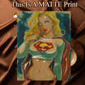 Supergirl Art Illustration Hard Signed 8.5x11in Fine Art PRINT