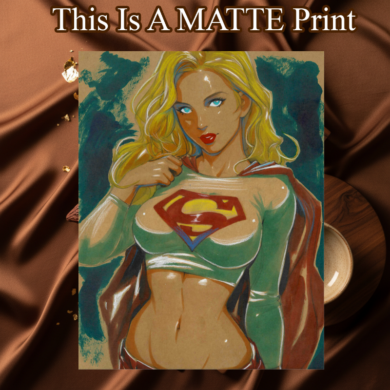 Supergirl Art Illustration Hard Signed 8.5x11in Fine Art PRINT
