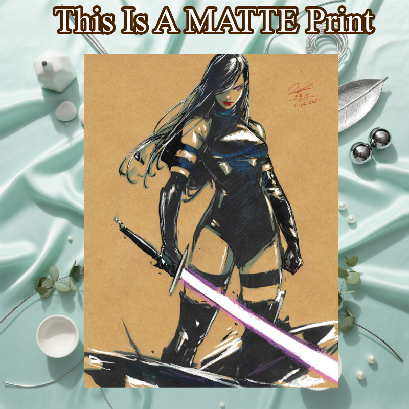 Psylocke Art Illustration Hard Signed 8.5x11in Fine Art PRINT