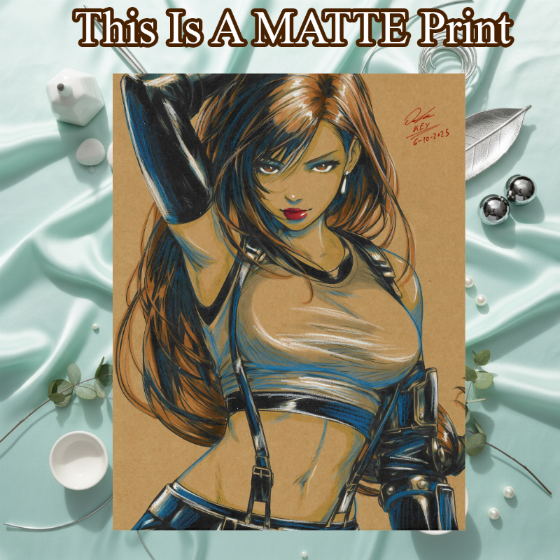 Tifa Lockhart Art Illustration Hard Signed 8.5x11in Fine Art PRINT