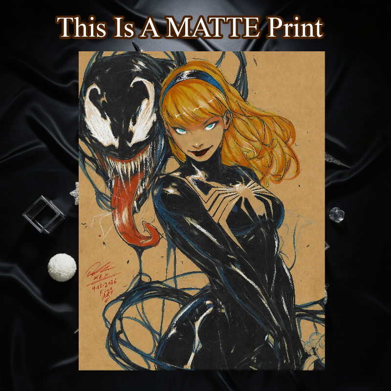 Gwen X Venom Art Illustration Hard Signed 8.5x11in Fine Art PRINT