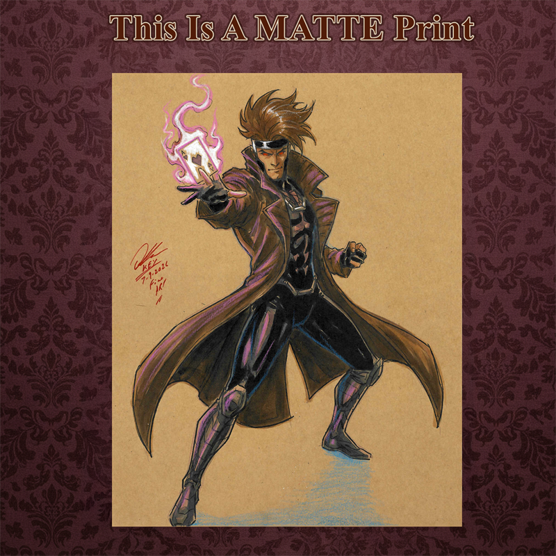 Gambit Art Illustration Hard Signed 8.5x11in Fine Art PRINT