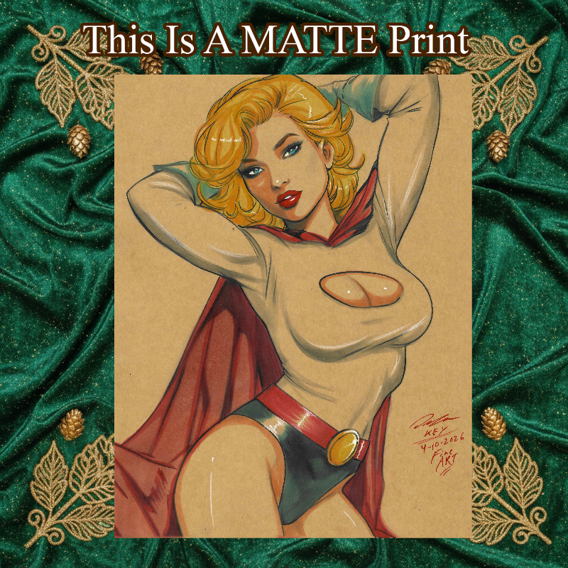 Power Girl Art Illustration Hard Signed 8.5x11in Fine Art PRINT